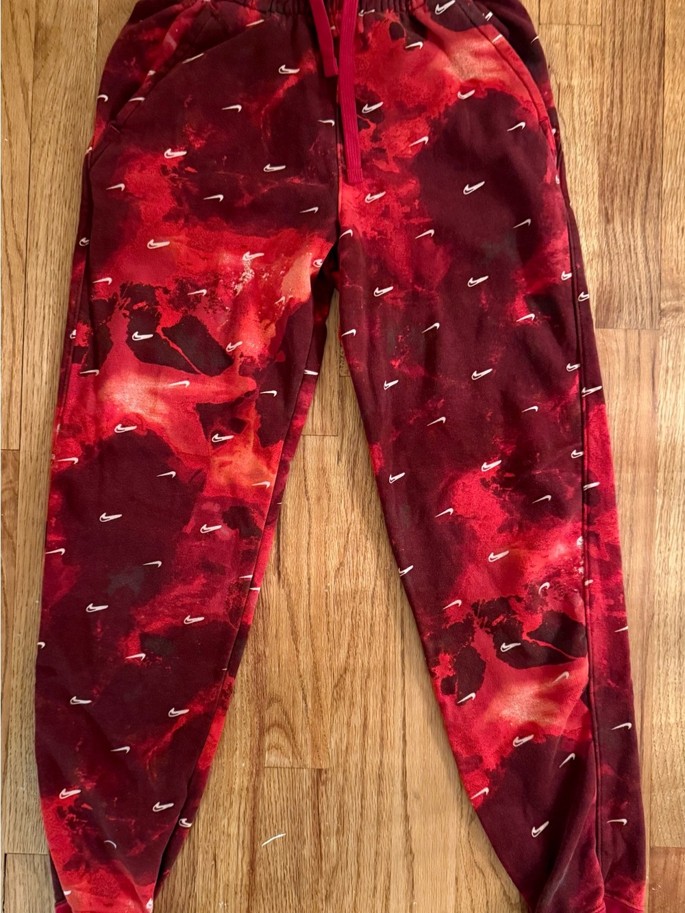 Nike Kids Red & Maroon Tie-Dye Swoosh Joggers